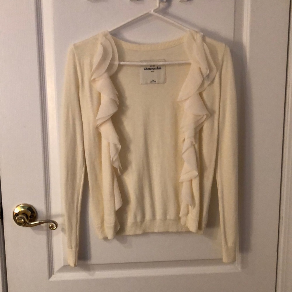 Abercrombie kids cream ruffle chiffon cardigan